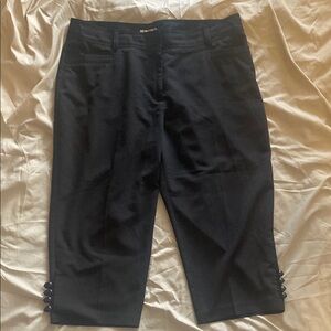 Dressbarn Black Cropped Pants with Button Accents